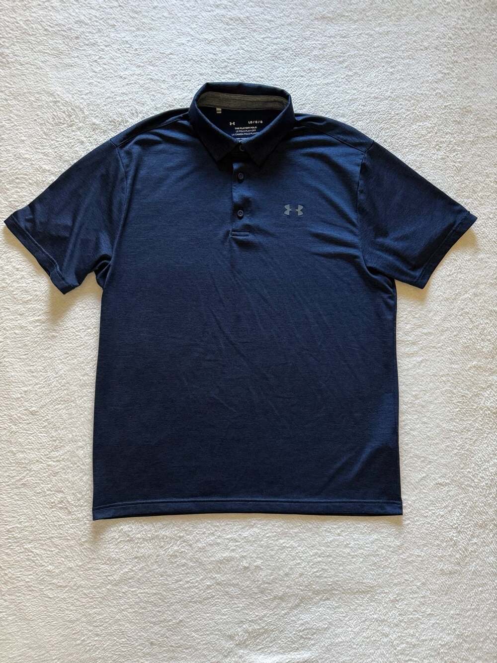 Under Armour The Playoff Polo Navy Blue Short Sleeve Golf Shirt Mens Size Large